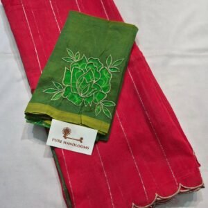 Scarlet / olive-green blouse