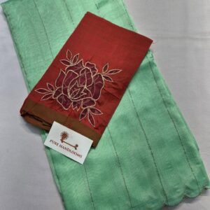 Mint green / rust blouse