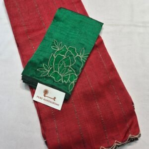Red / emerald-green blouse
