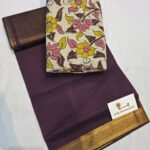 Aubergine / cream floral blouse