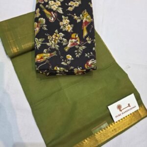 Olive / black floral blouse