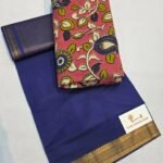 Royal blue / red floral blouse