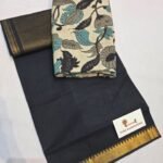 Charcoal / ivory botanical blouse