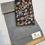 Silver grey / black floral blouse